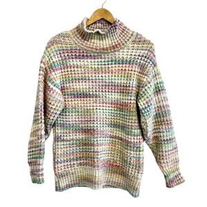 Topshop Rainbow Space Dye Knit Turtleneck Sweater
